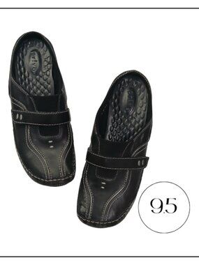 Privo Black Slip-On Clogs with Contrast Stitching